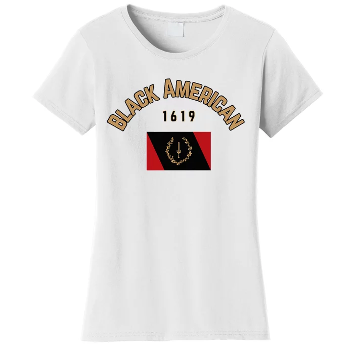 Cute Black American 1619 Black Afro American Heritage Flag Women's T-Shirt