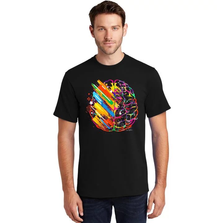 Colorful Brain Artwork Teacher Artist for Painter Student Tall T-Shirt