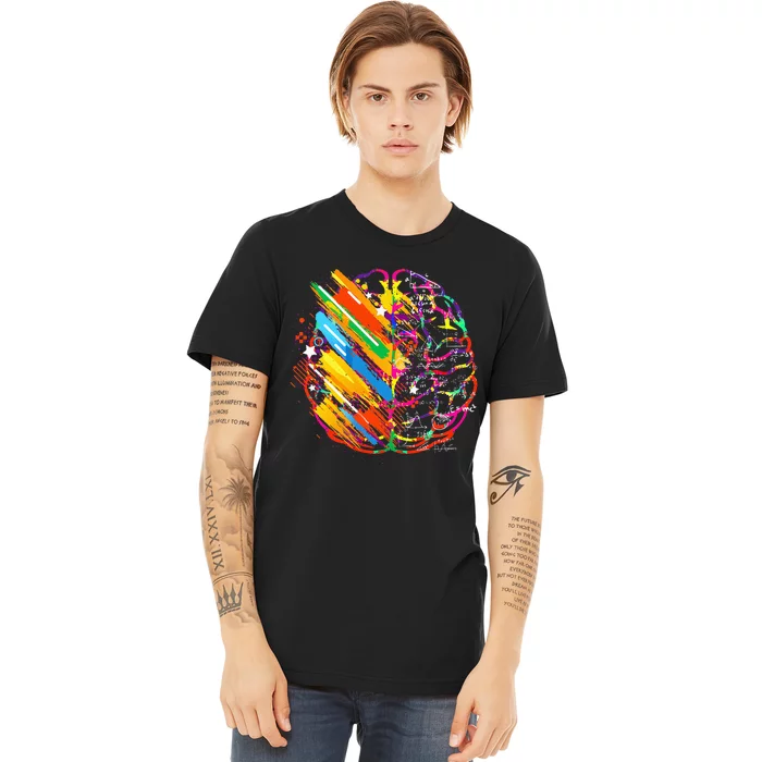 Colorful Brain Artwork Teacher Artist for Painter Student Premium T-Shirt