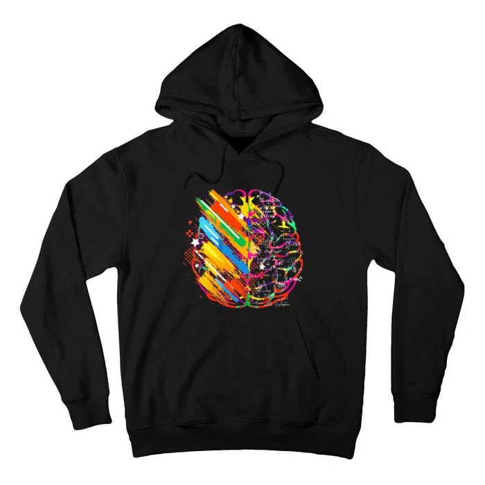 Colorful Brain Artwork Teacher Artist for Painter Student Tall Hoodie