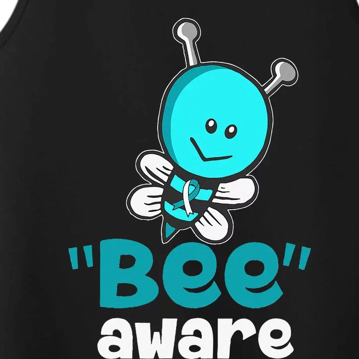 Cute Bee Aware Cervical Cancer Awareness Ribbon Gifts Performance Tank