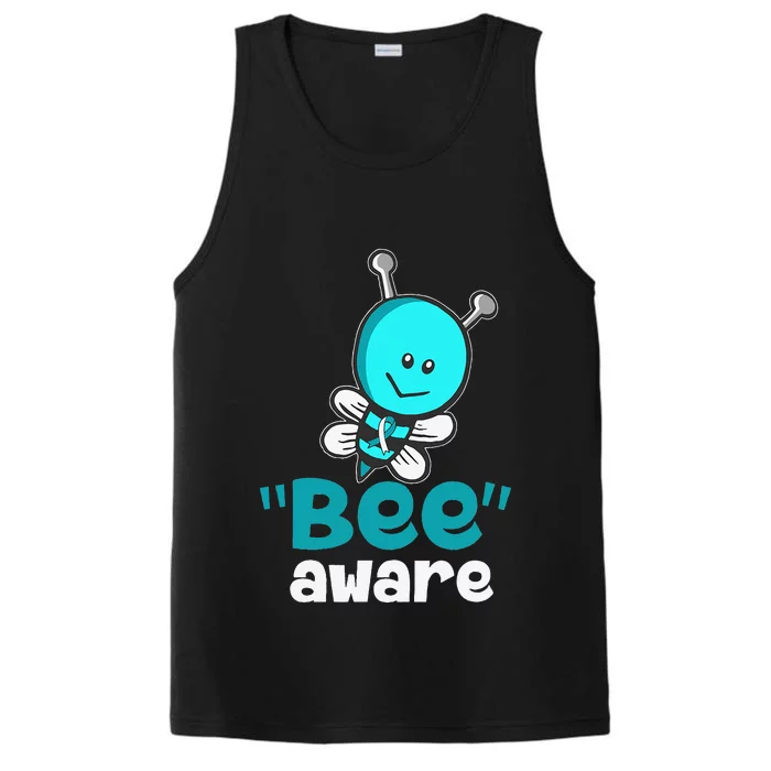 Cute Bee Aware Cervical Cancer Awareness Ribbon Gifts Performance Tank