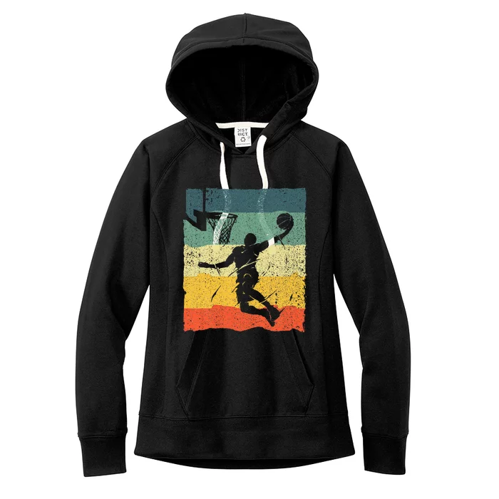 Cool Basketball Art Vintage Basketball Player Women's Fleece Hoodie