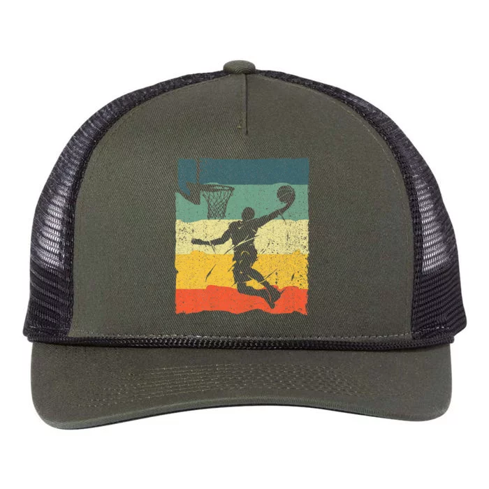 Cool Basketball Art Vintage Basketball Player Retro Rope Trucker Hat Cap