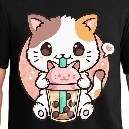 Cat Boba Anime Bubble Tea Neko Kawaii Pajama Set