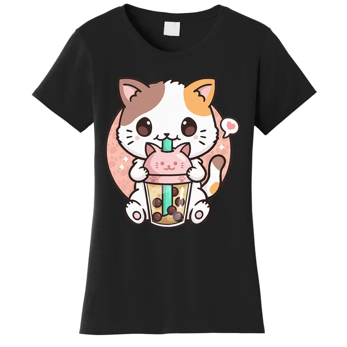 Cat Boba Anime Bubble Tea Neko Kawaii Women's T-Shirt