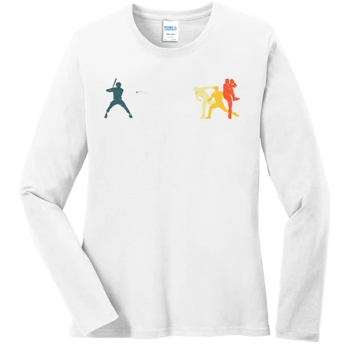 Cool Baseball Art Baseball Player Sport Lovers Ladies Long Sleeve Shirt