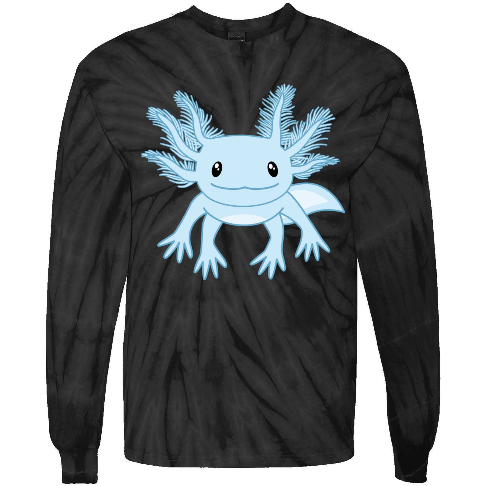 Cute Blue Axolotl Kawaii Aesthetic Axolotls Tie-Dye Long Sleeve Shirt ...