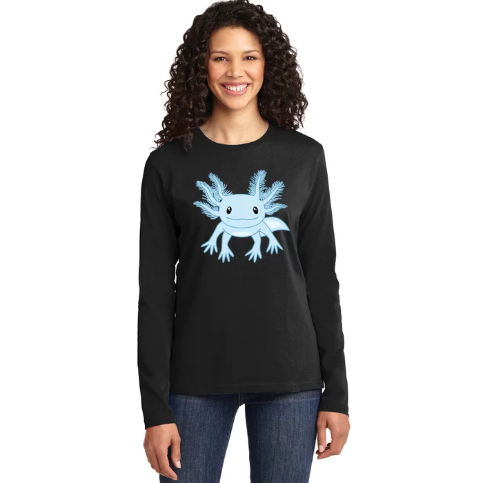 Cute Blue Axolotl Kawaii Aesthetic Axolotls Ladies Long Sleeve Shirt