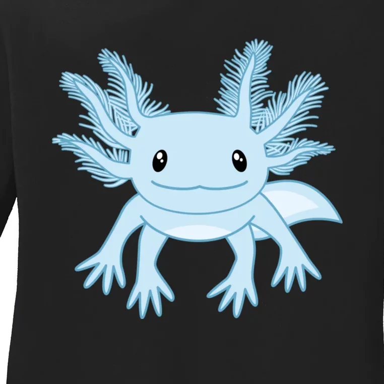 Cute Blue Axolotl Kawaii Aesthetic Axolotls Ladies Long Sleeve Shirt