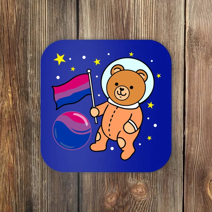 Cute Bear Astronaut Bisexual Pride Meaningful Gift Coaster