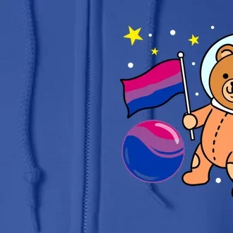 Cute Bear Astronaut Bisexual Pride Meaningful Gift Full Zip Hoodie