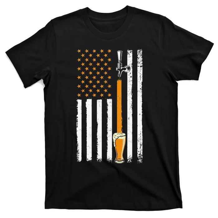 Craft Beer American Flag USA 4th July Brewery Alcohol Lovers T-Shirt