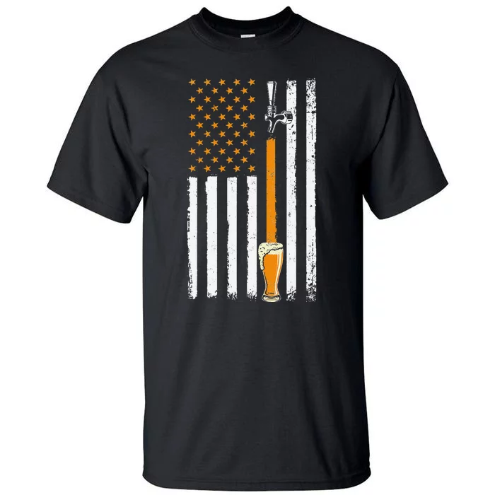 Craft Beer American Flag USA 4th July Brewery Alcohol Lovers Tall T-Shirt