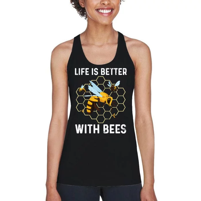 Cute Bee Art Men Women Beekeeping Honey Bumble Bee Lover Women's Racerback Tank