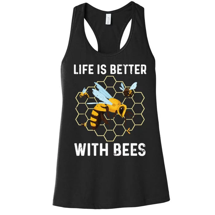 Cute Bee Art Men Women Beekeeping Honey Bumble Bee Lover Women's Racerback Tank