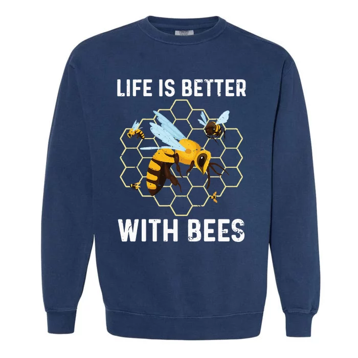 Cute Bee Art Men Women Beekeeping Honey Bumble Bee Lover Garment-Dyed Sweatshirt