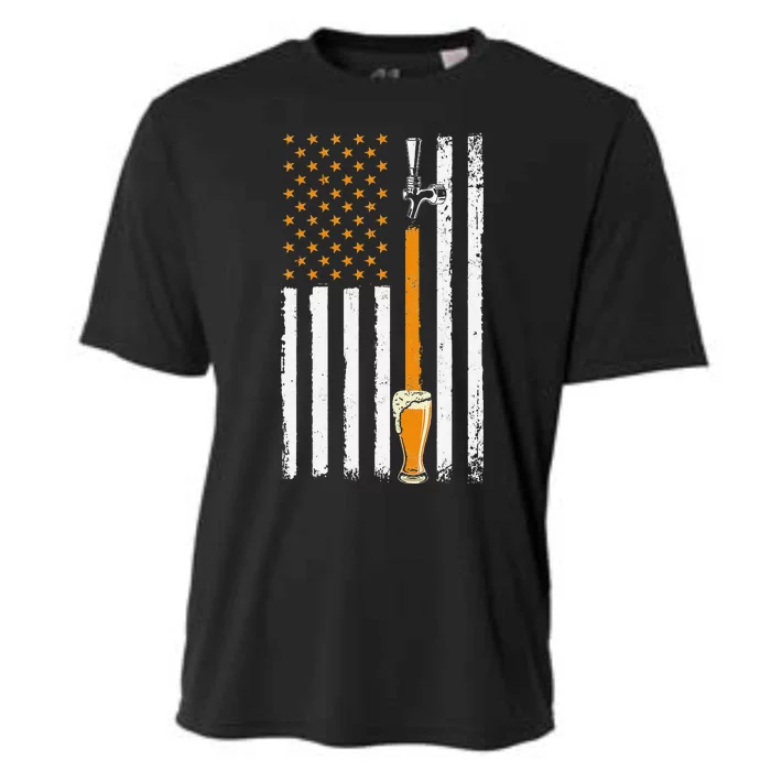 Craft Beer American Flag USA 4th July Brewery Cooling Performance Crew T-Shirt