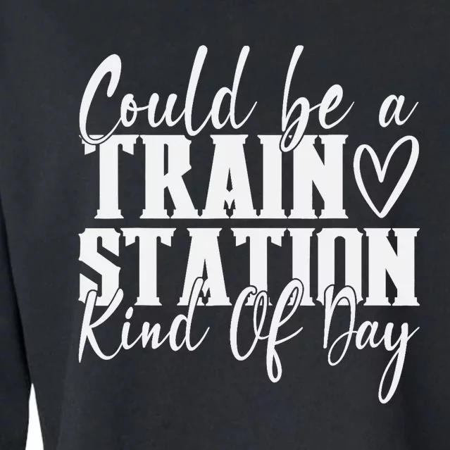 Could Be A Train Station Kinda Day Cropped Pullover Crew