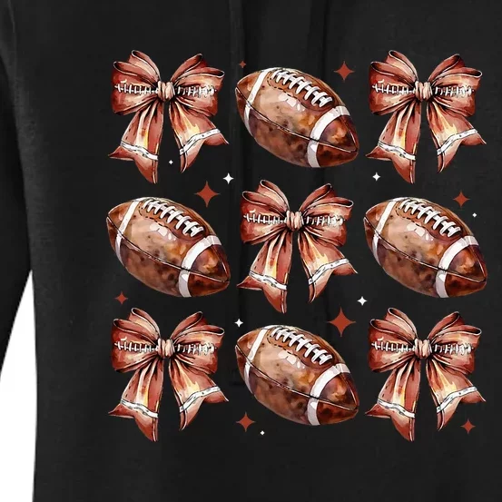 Coquette Bow American Football Game Day Thanksgiving Autumn Women's Pullover Hoodie