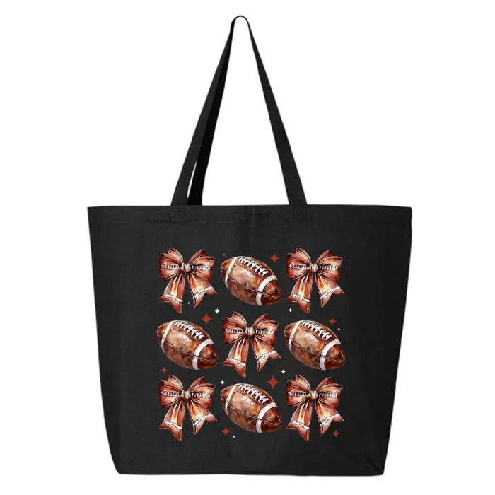 Coquette Bow American Football Game Day Thanksgiving Autumn 25L Jumbo Tote