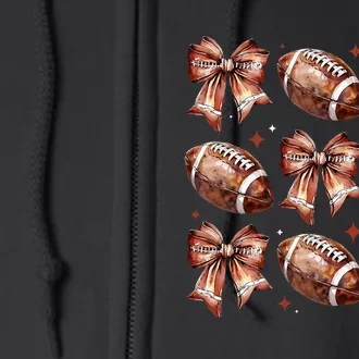 Coquette Bow American Football Game Day Thanksgiving Autumn Full Zip Hoodie