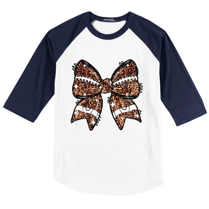 Coquette Bow American Football Game Day Thanksgiving Autumn Baseball Sleeve Shirt