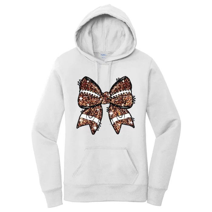 Coquette Bow American Football Game Day Thanksgiving Autumn Women's Pullover Hoodie