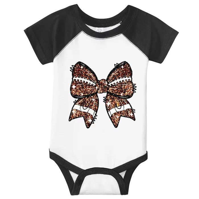 Coquette Bow American Football Game Day Thanksgiving Autumn Infant Baby Jersey Bodysuit