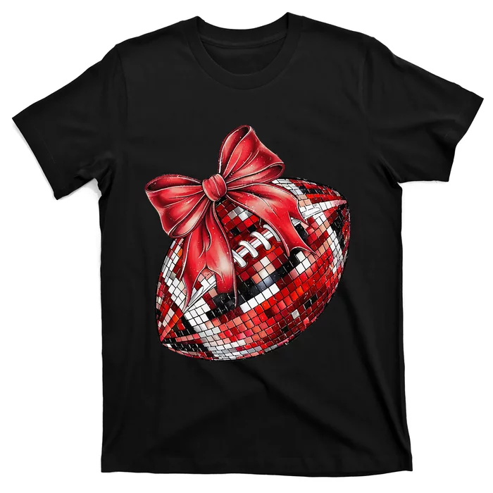 Coquette Bow American Football Game Day Thanksgiving Autumn T-Shirt