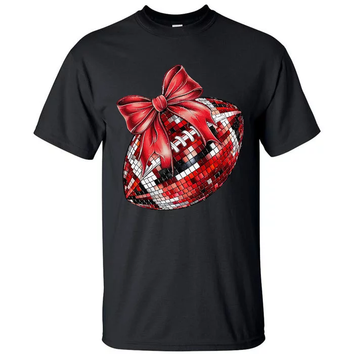 Coquette Bow American Football Game Day Thanksgiving Autumn Tall T-Shirt