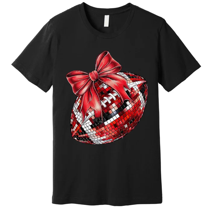 Coquette Bow American Football Game Day Thanksgiving Autumn Premium T-Shirt