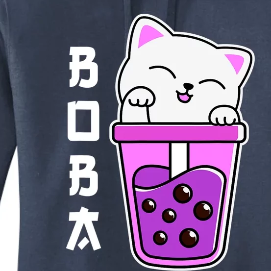 Cat Boba Anime Bubble Tea Neko Girls Kawaii Girlsn Women's Pullover Hoodie