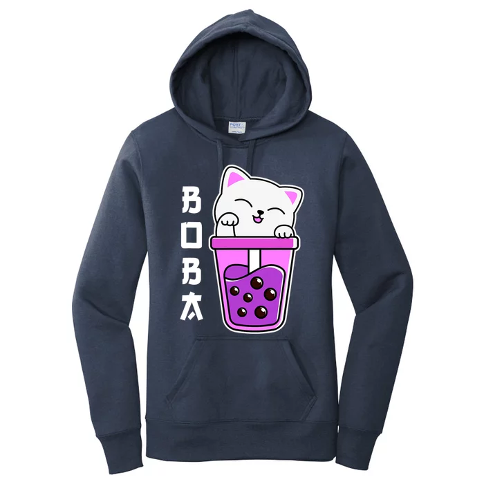 Cat Boba Anime Bubble Tea Neko Girls Kawaii Girlsn Women's Pullover Hoodie