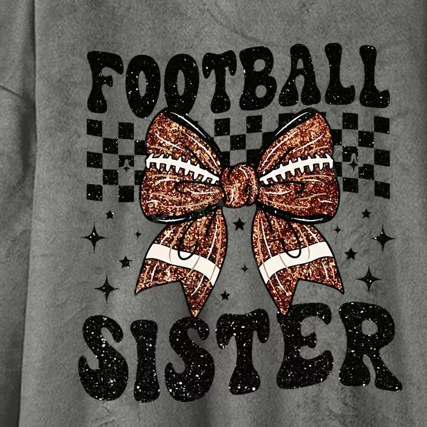 Coquette Bow American Football Sister Game Day Thanksgiving Hooded Wearable Blanket