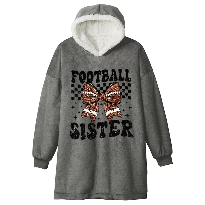 Coquette Bow American Football Sister Game Day Thanksgiving Hooded Wearable Blanket