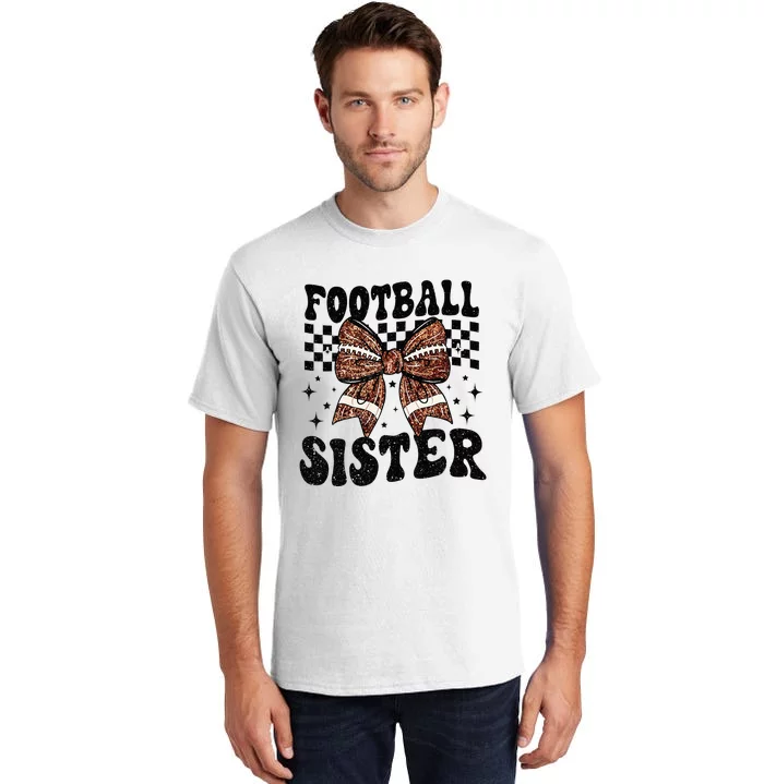 Coquette Bow American Football Sister Game Day Thanksgiving Tall T-Shirt