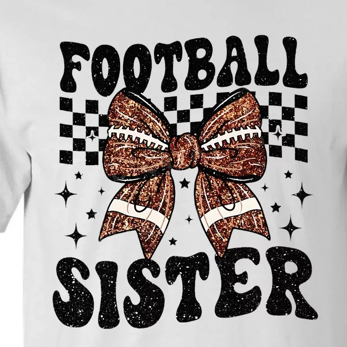 Coquette Bow American Football Sister Game Day Thanksgiving Tall T-Shirt