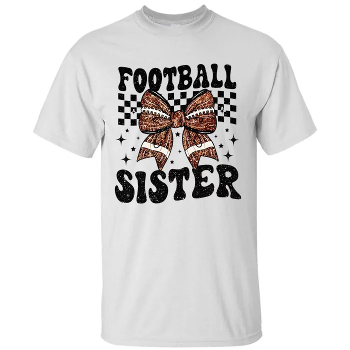 Coquette Bow American Football Sister Game Day Thanksgiving Tall T-Shirt