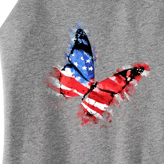 Cute Butterfly American Flag 4th Of July Funny Gift Women’s Perfect Tri Rocker Tank