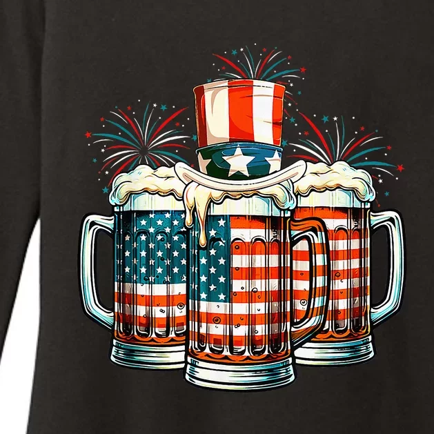 Craft Beer American Flag Usa 4th Of July Fireworks Drinking Womens CVC Long Sleeve Shirt