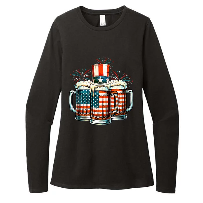 Craft Beer American Flag Usa 4th Of July Fireworks Drinking Womens CVC Long Sleeve Shirt