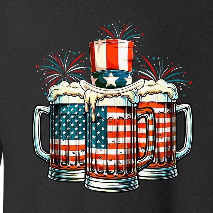 Craft Beer American Flag Usa 4th Of July Fireworks Drinking Toddler Sweatshirt