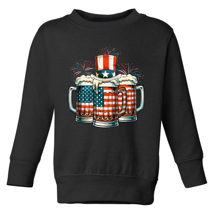 Craft Beer American Flag Usa 4th Of July Fireworks Drinking Toddler Sweatshirt