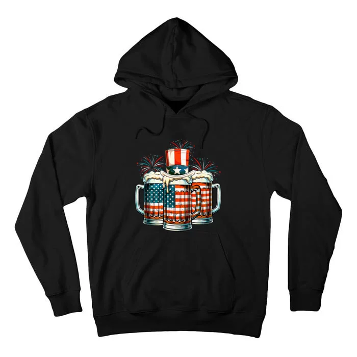 Craft Beer American Flag Usa 4th Of July Fireworks Drinking Tall Hoodie