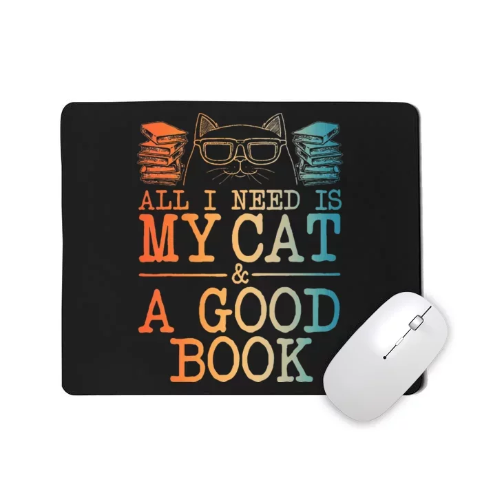 Cat & Book Art For Women Cat Librarian Novel Book Lover Mousepad