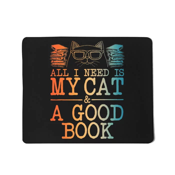 Cat & Book Art For Women Cat Librarian Novel Book Lover Mousepad