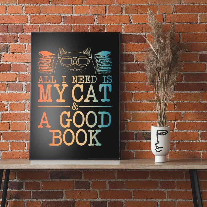 Cat & Book Art For Women Cat Librarian Novel Book Lover Poster