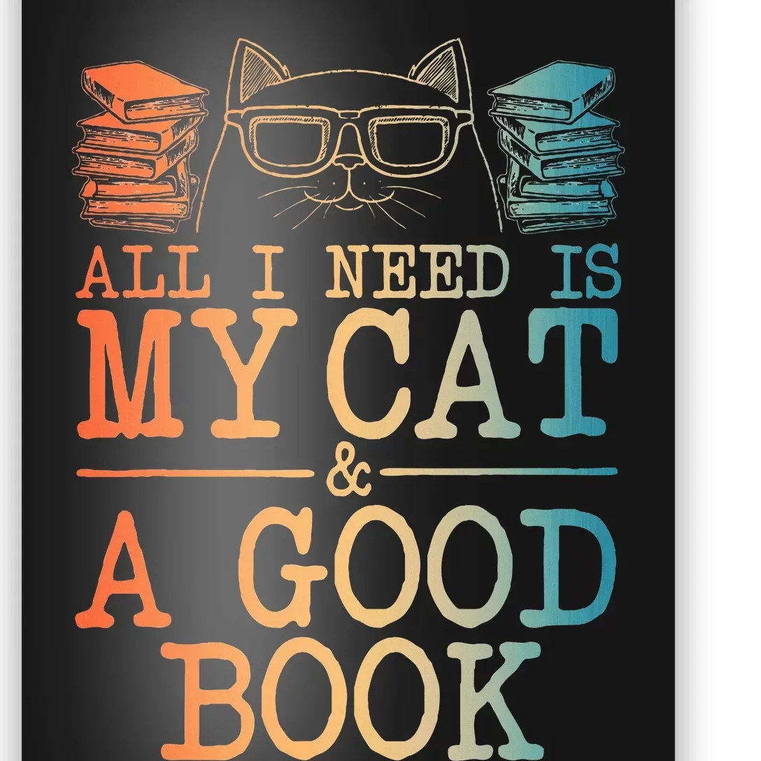 Cat & Book Art For Women Cat Librarian Novel Book Lover Poster