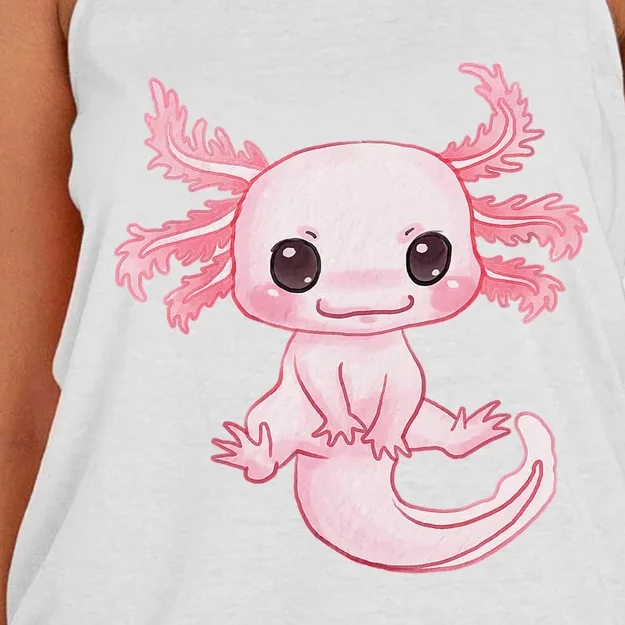 Cute Baby Axolotl Pastel Goth Cute Kawaii Animal Funny Women's Knotted Racerback Tank